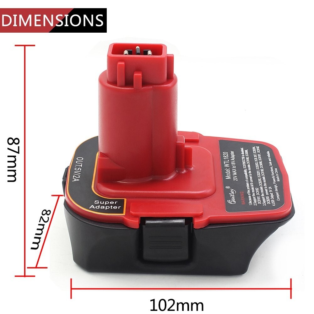 Battery Adapter for Dewalt DCA1820 18V 20V Converter with USB Power Bank