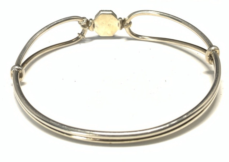 Sterling Silver 925 Abalone Bangle Bracelet 7-inches LX10