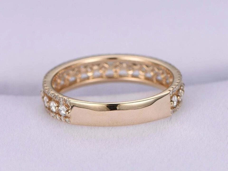 2.30Ct Lab-Created VVS1 Diamond Eternity Band Engagement Ring 14K Yellow Gold Fn
