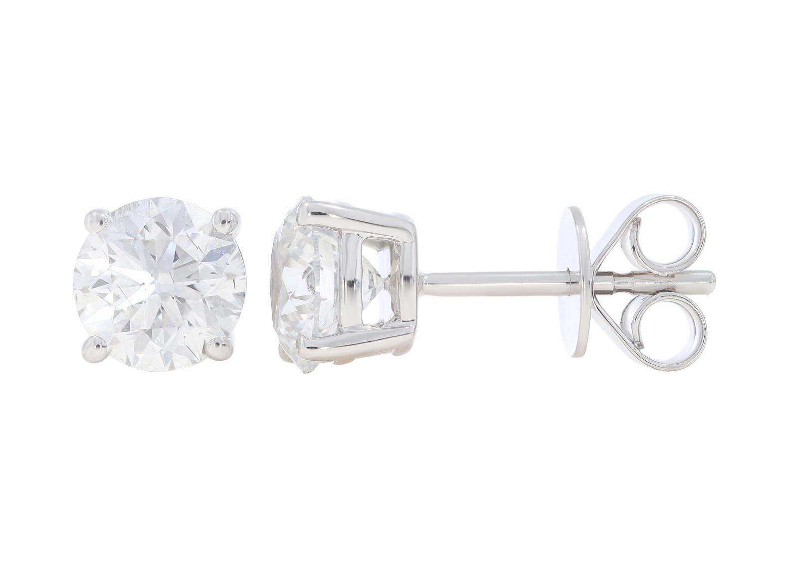 1.00 Ct to 4.00 Ct Round Shape Moissanite Stone Push Back Stud Earring in Silver