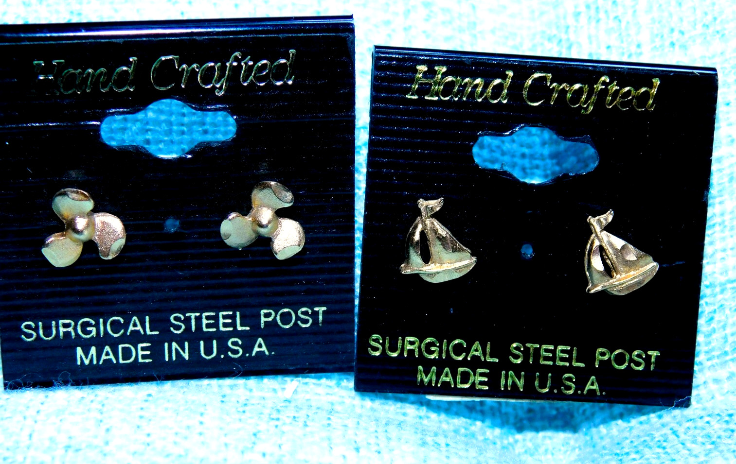 NOS Pierced Vintage Earring LOT Nautical Theme G/T Sailing Boating Propeller USA