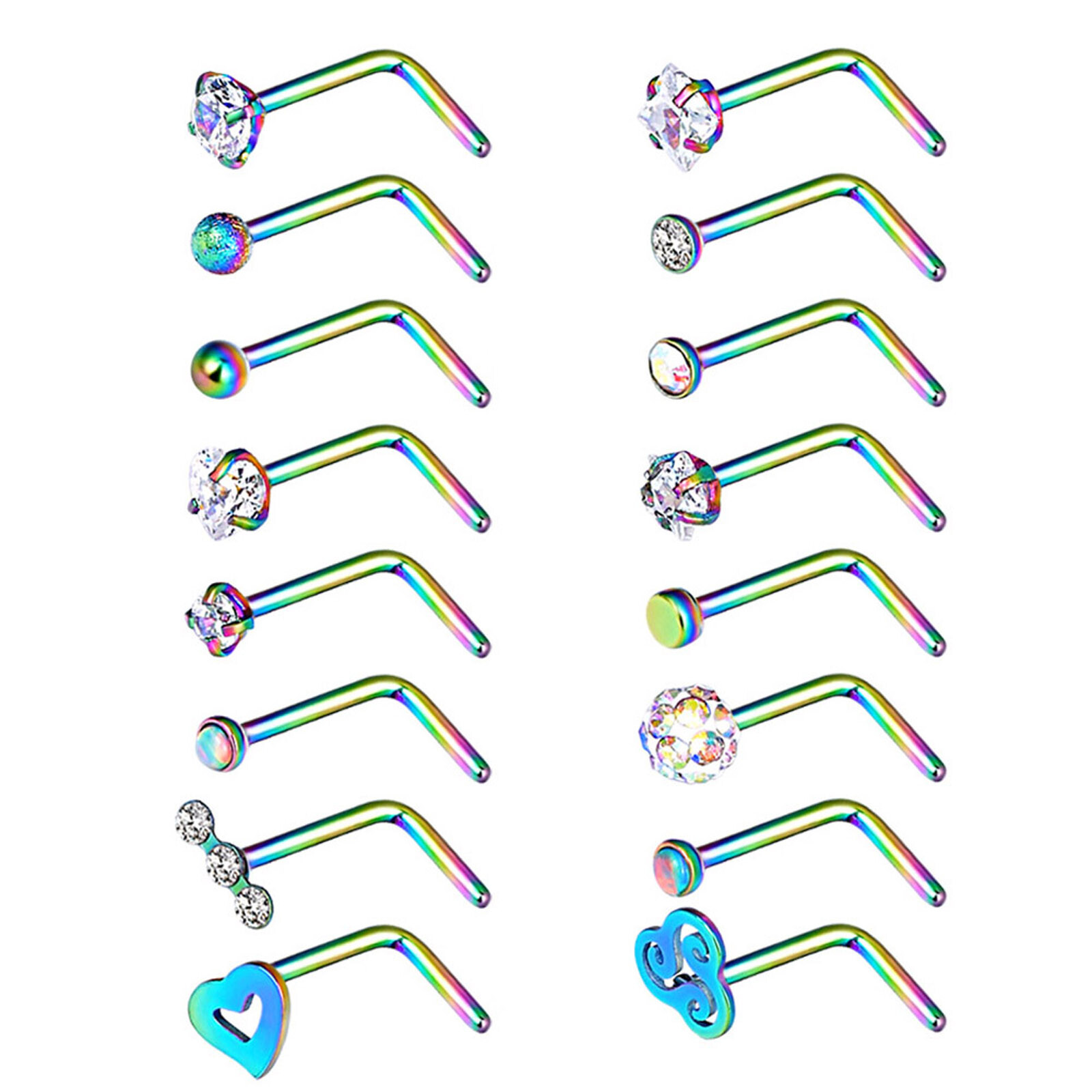 2-32PCS Surgical Steel Nose Rings Hoop Studs Cartilage Earring Body Piercing 20G