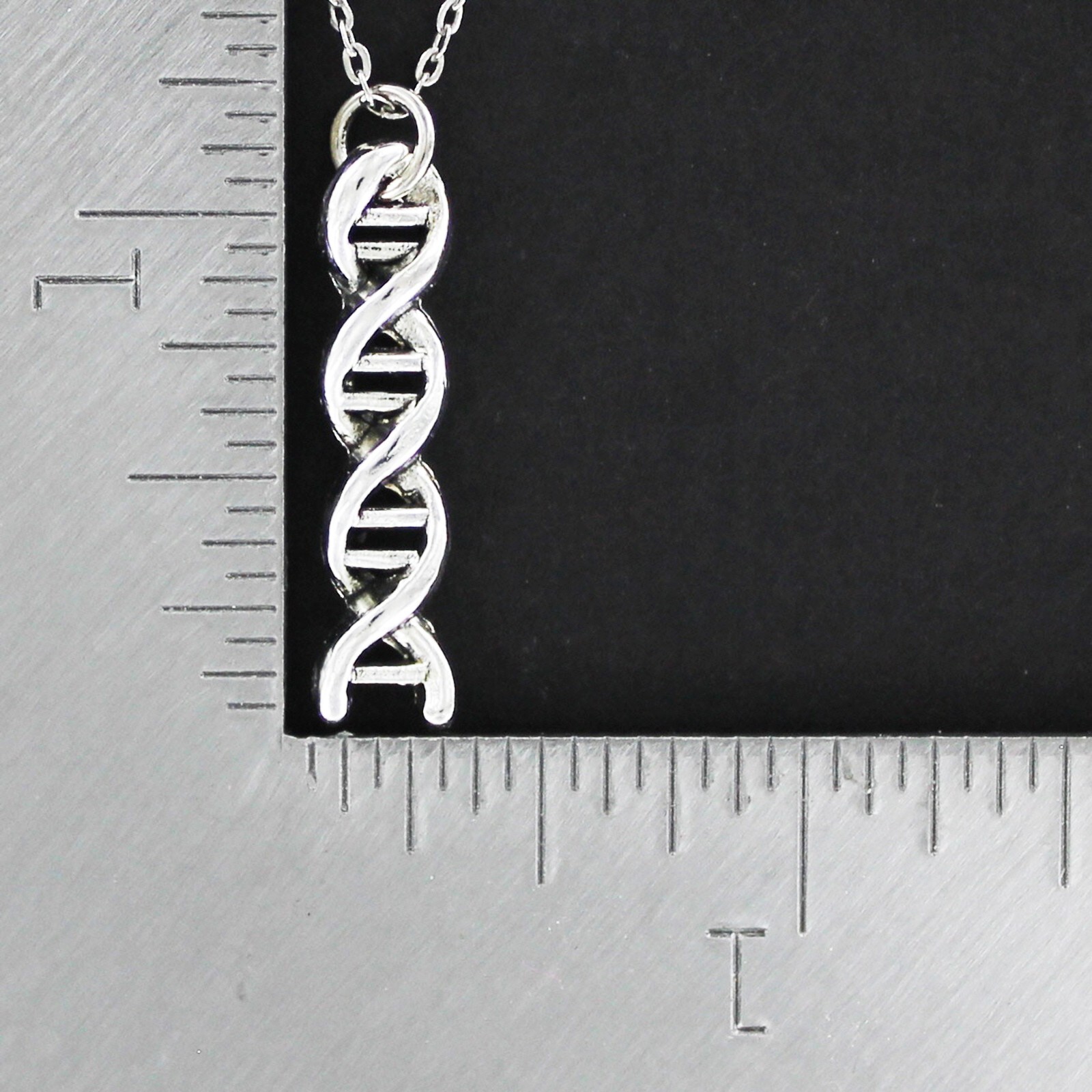 DNA STRAND Necklace on Chain or Charm Only – Pewter Helix Molecule Genetic Gene