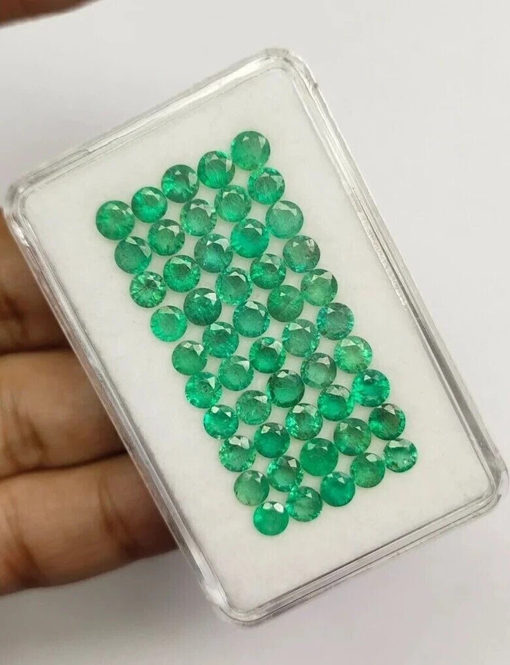 Natural Colombia Green Emerald 5 MM Round 15Pcs Lot EGL Certified Loose Gemstone