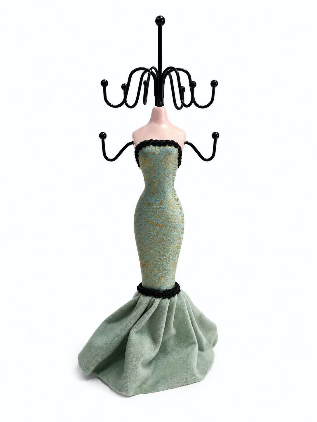 25cm Green Dress Jewelry Stand Necklace Bracelet Ring Earring Holder