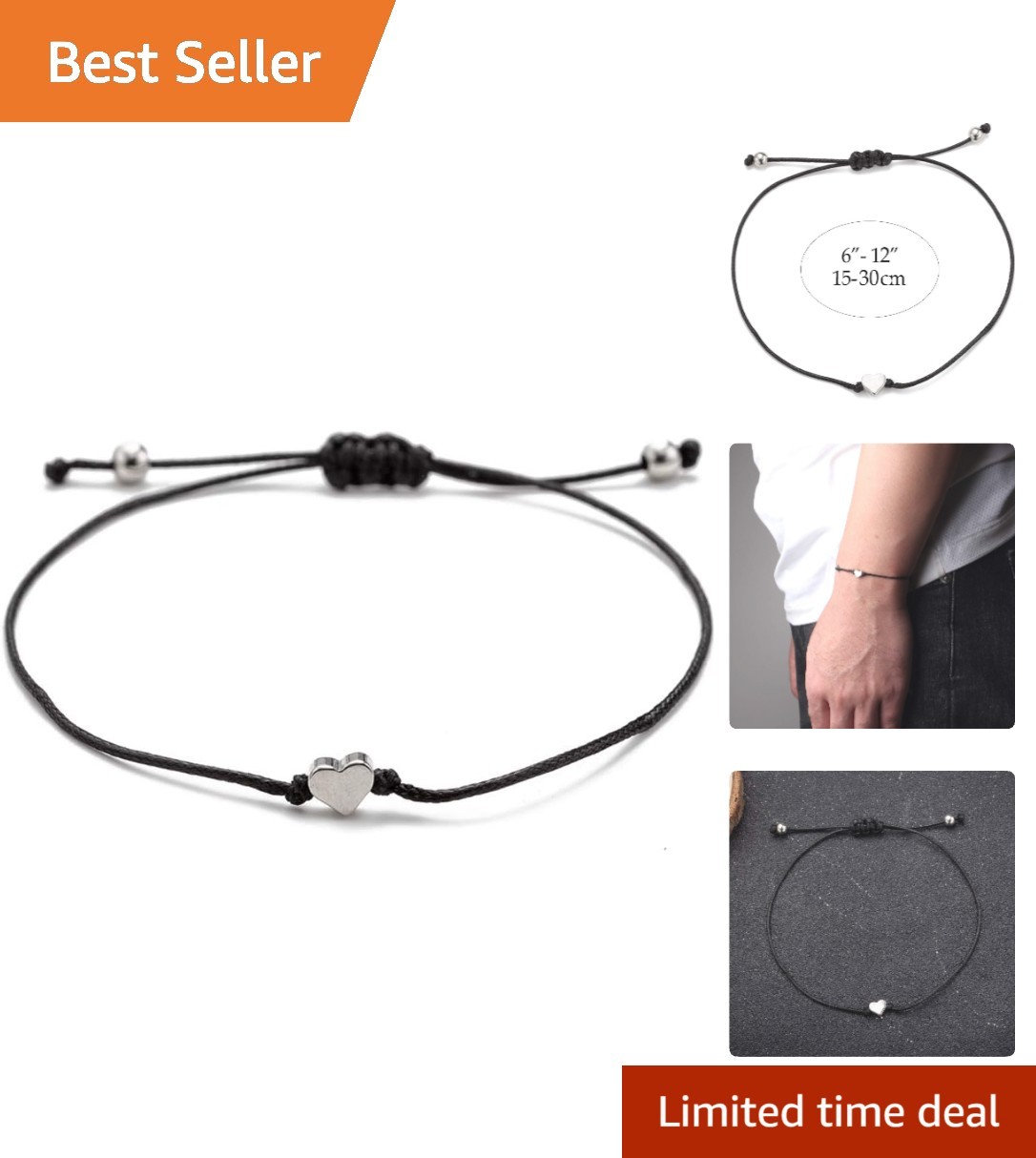 Elegant Minimalist Red & Black Braided Bracelet – Adjustable Charm Jewelry