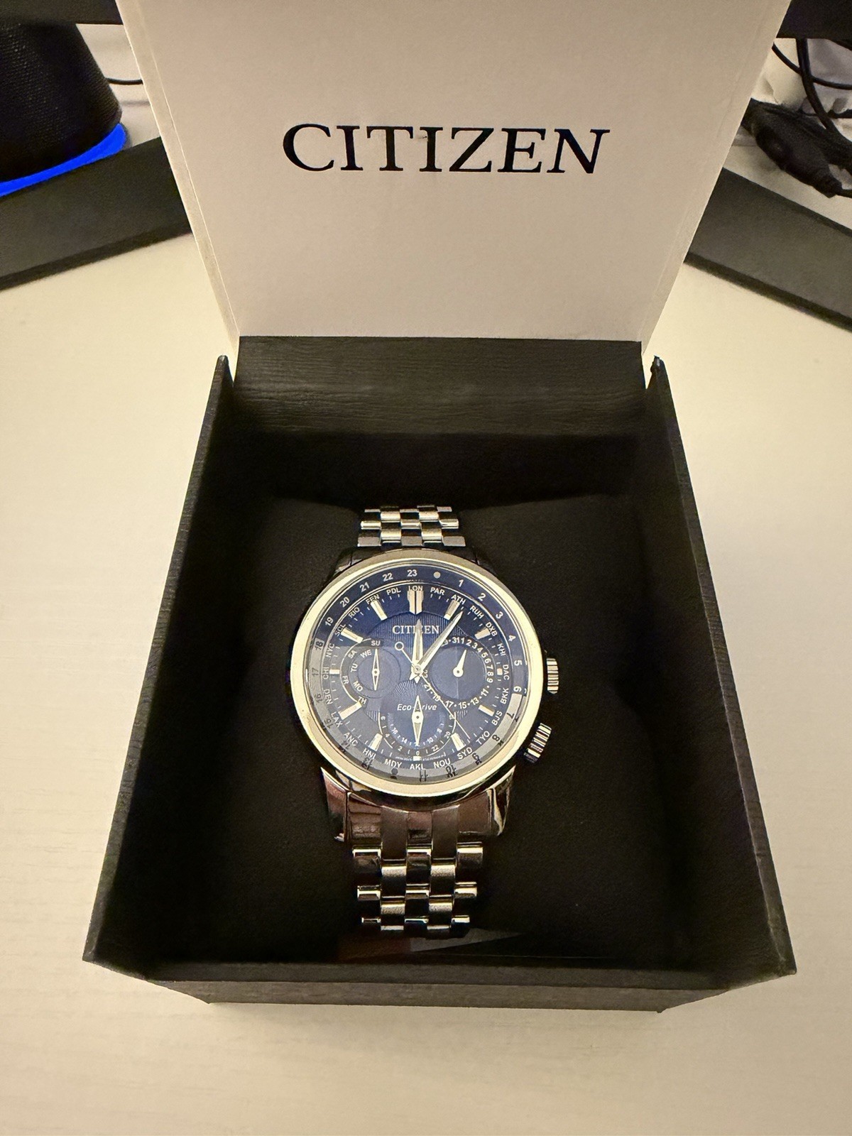 Citizen Calendrier Eco-Drive Blue Dial Stainless Steel Men’s Watch Multi Dial