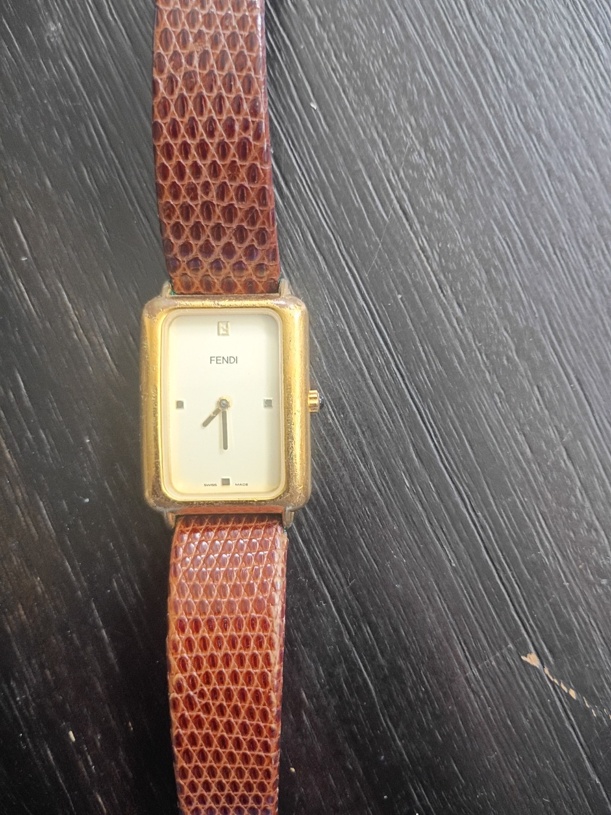 vintage Fendi 500J quartz watch a gold plated rectangular tank-style