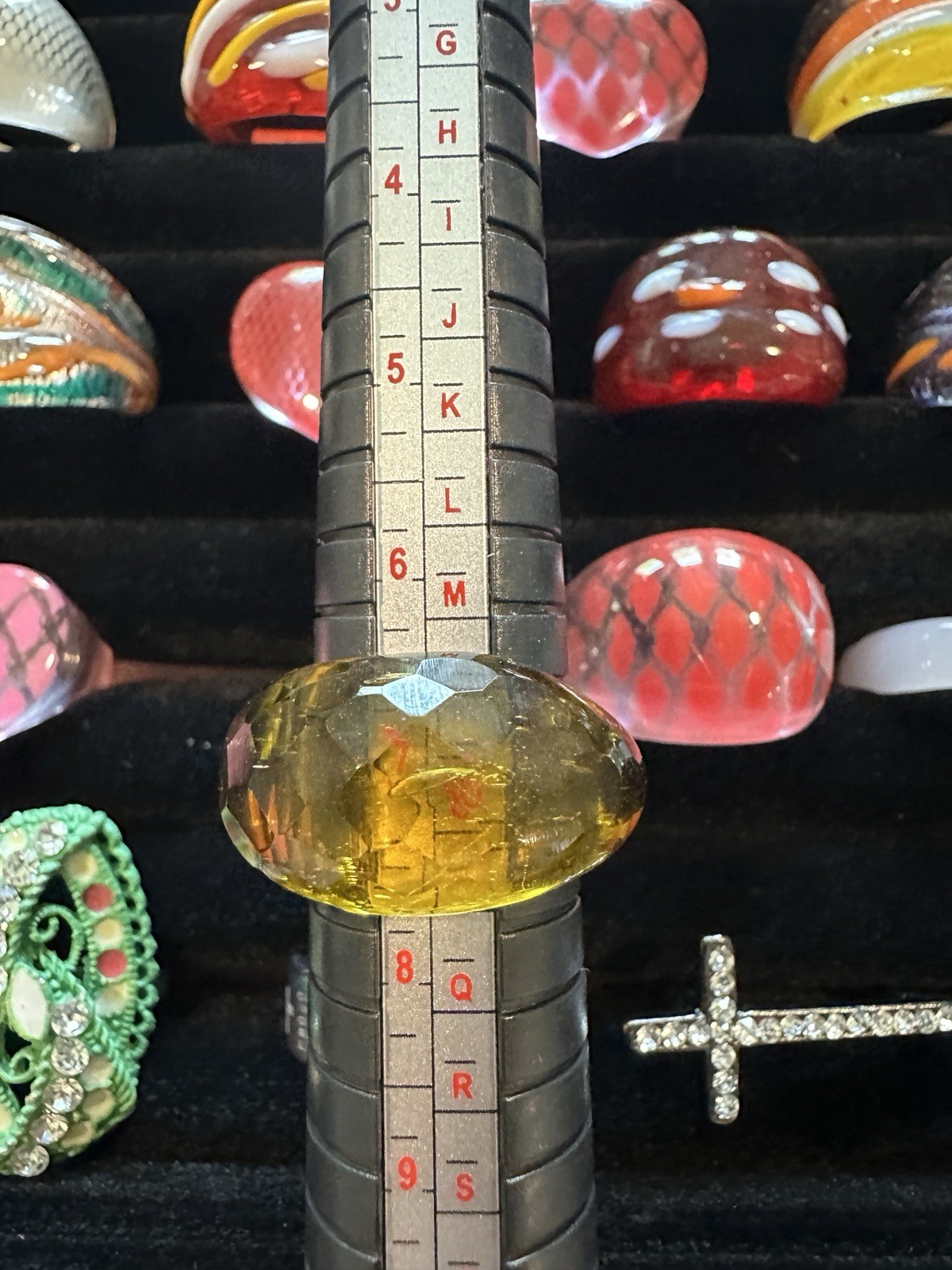 Lot #1: Mixed Sized Rings, 15 Glass style + 5 other types