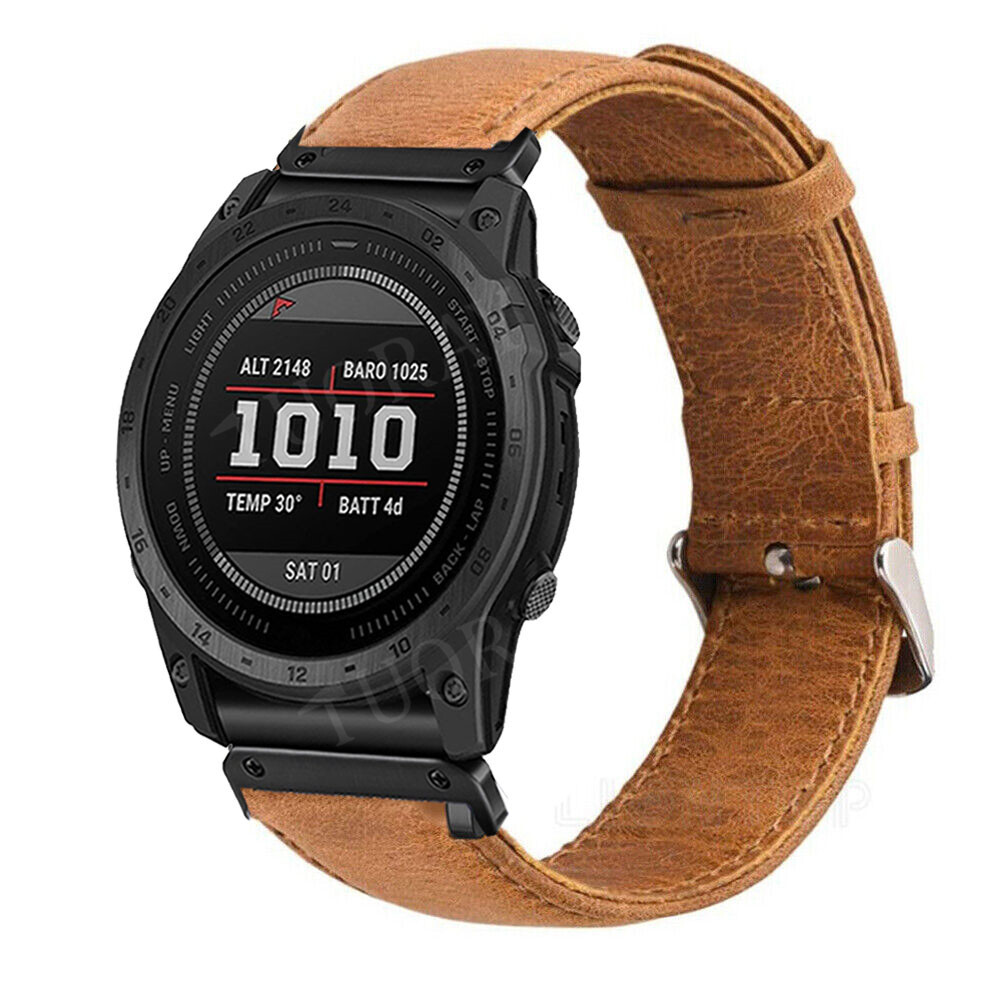 Quick Fit Leather Strap For Garmin Fenix 8 7 7X 6 6X Pro 5 5X 3HR S70 Watch Band