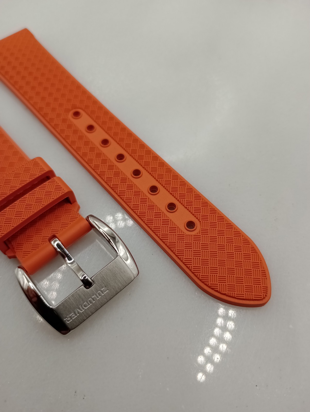 New 20mm Watchgecko Zuludiver HNBR Rubber Watch Strap Orange Quick Release 6B361