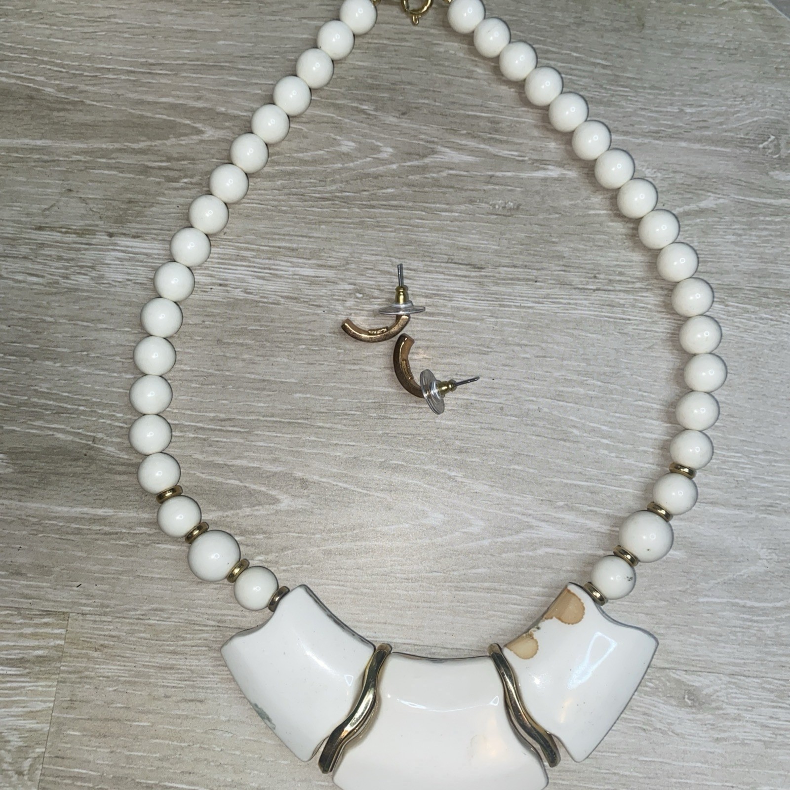 Enamel Bold Statement Beaded Necklace-unbranded& RMN Ear Earrings (0119)