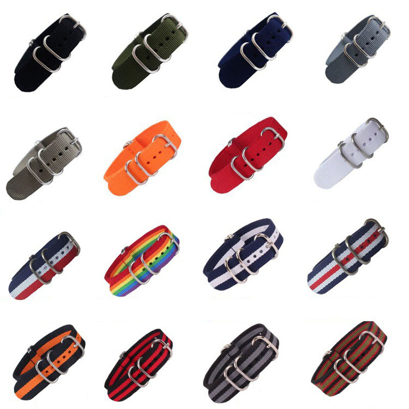 ZL Weave Nylon Watch Strap 16-20mm 24 22mm Band Canvas Watchbands 5-Rings Clasp