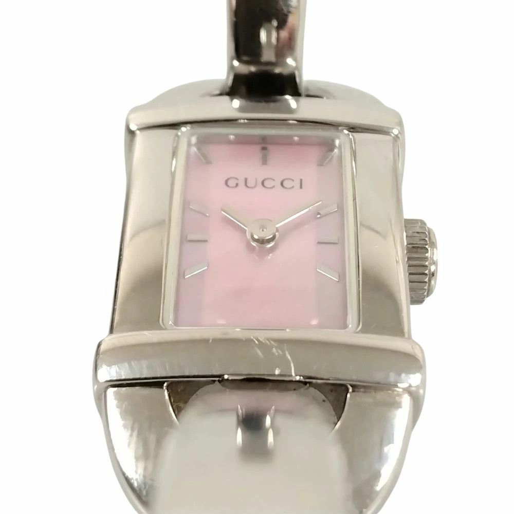 Gucci 6800L shell dial quartz bangle watch ladies wristwatch silver C345 used