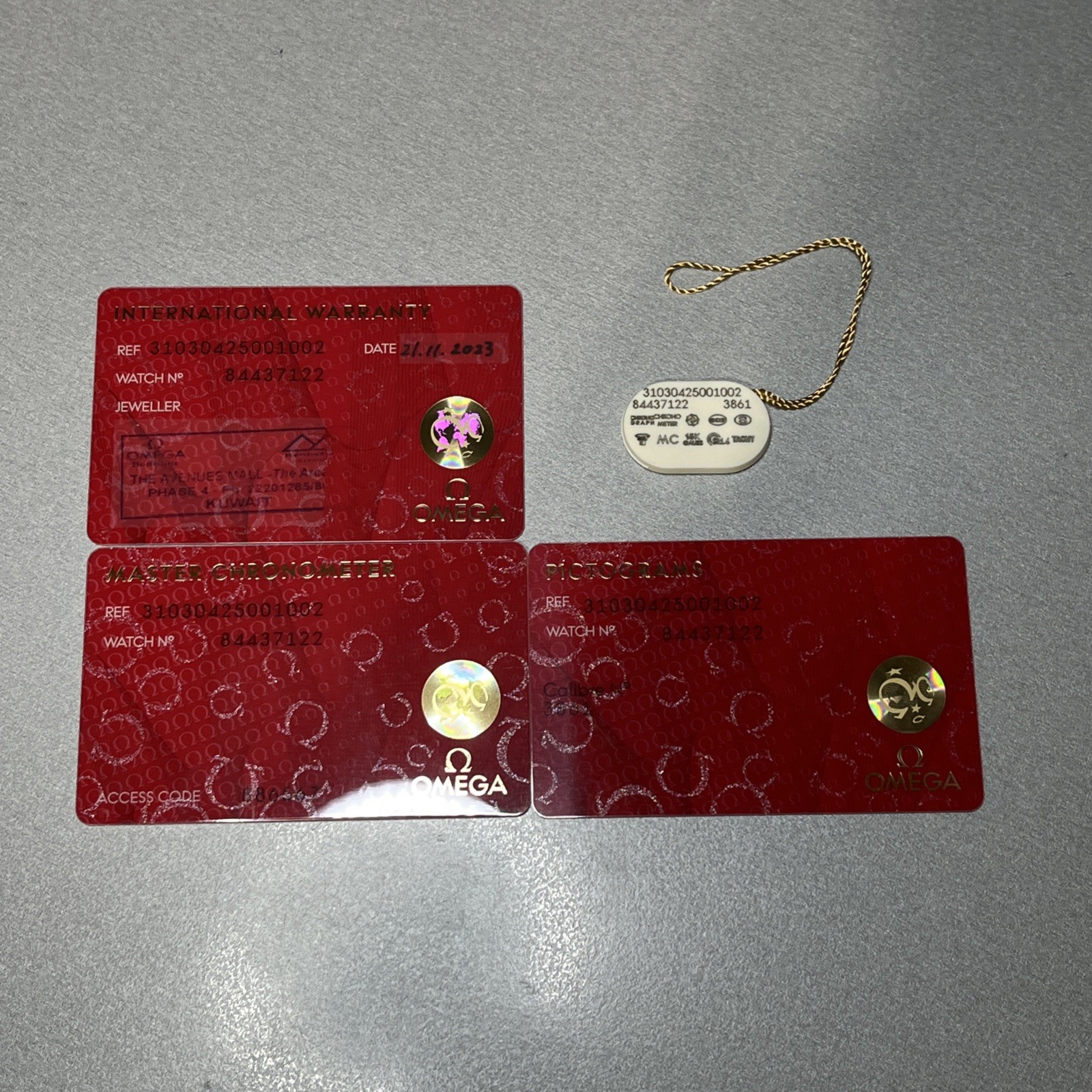 OMEGA Ω Moonwatch International Warranty & Other Cards With Hang Tag Set