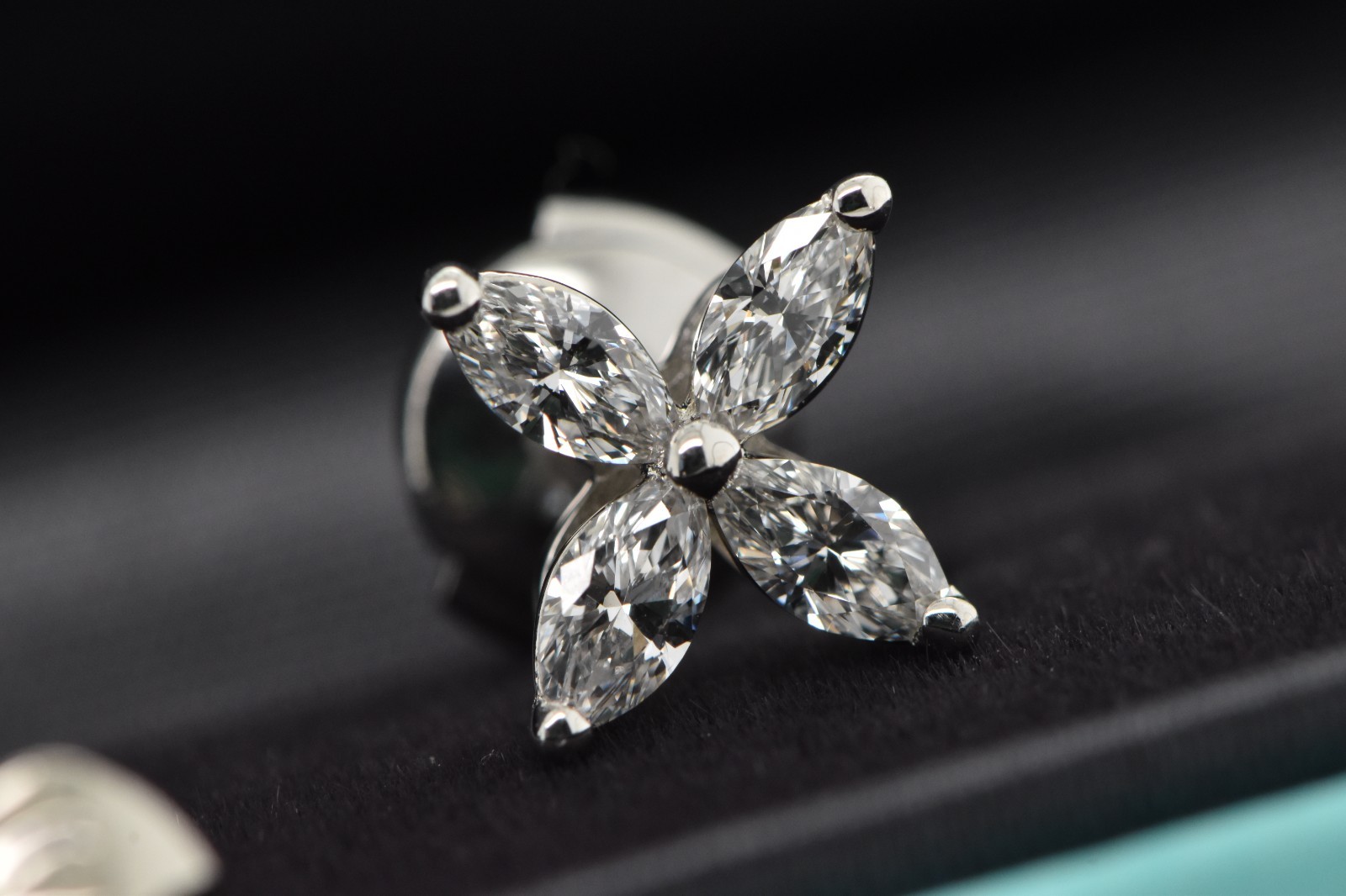 Tiffany & Co. Victoria Earrings Platinum with Marquise Diamonds .92 CTW Set