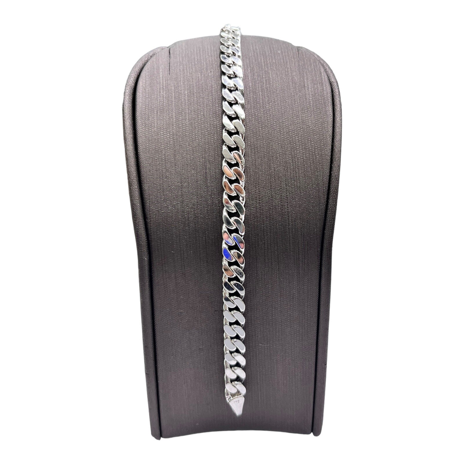 9ct 9k White Gold Curb Cuban Link Bracelet 25.05 Grams 21.5cm 6mm Wide Brand New