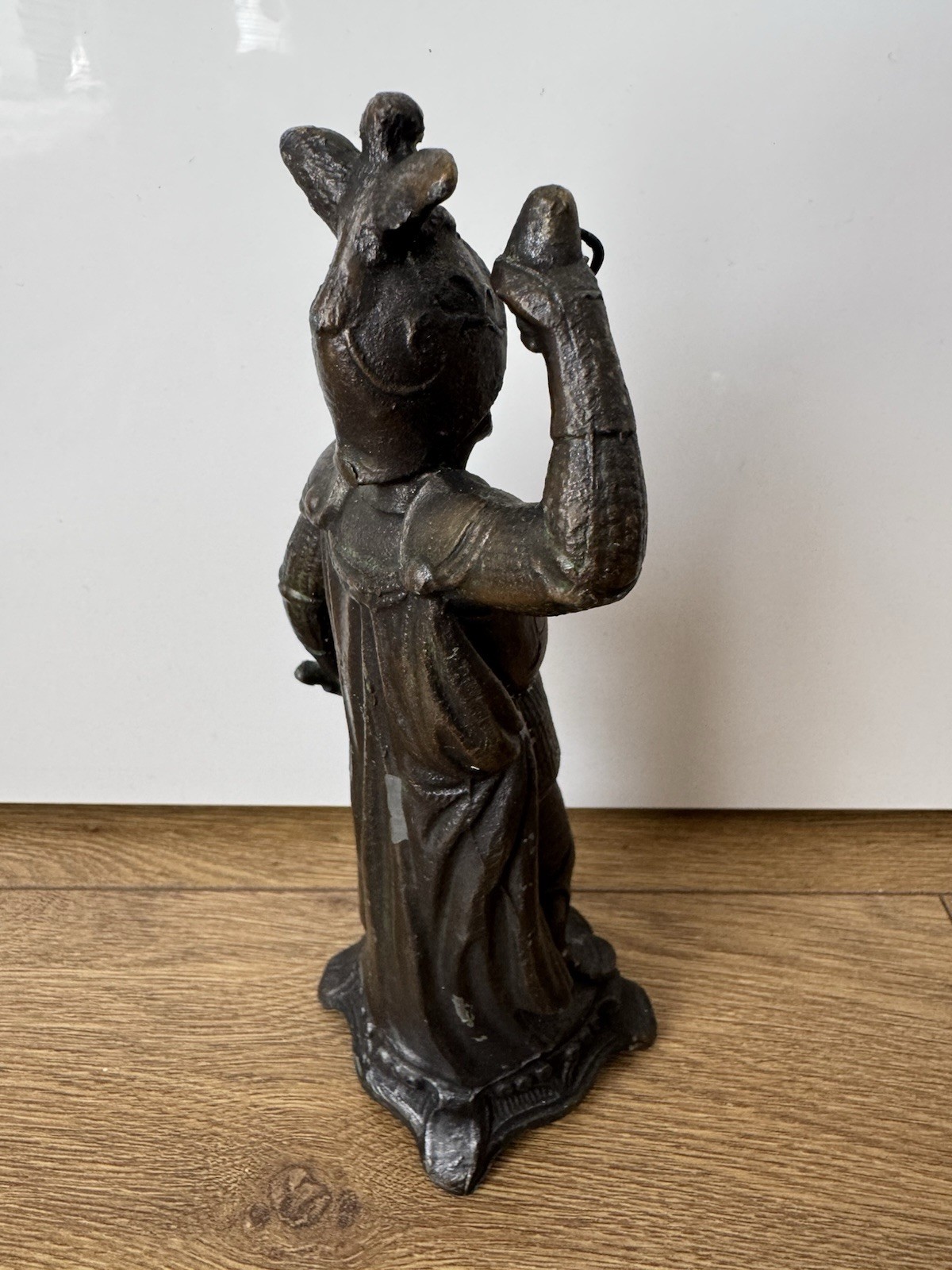 Antique Spelter Knight Armour Pocket Watch Display Stand Desk Figurine 190mm