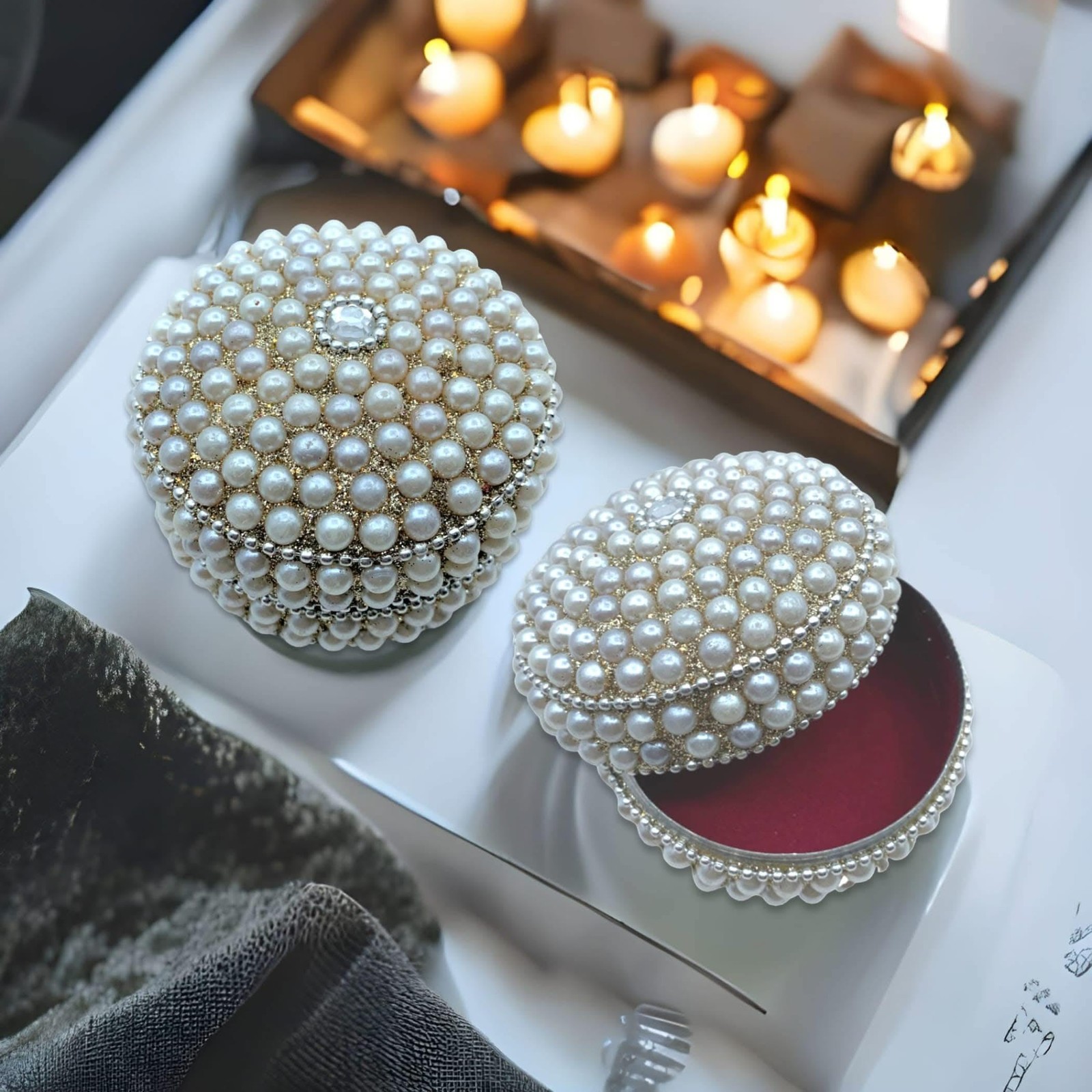 LOVENSPIRE Pearl Jewelry Box for Women Travel Case Small, Silver