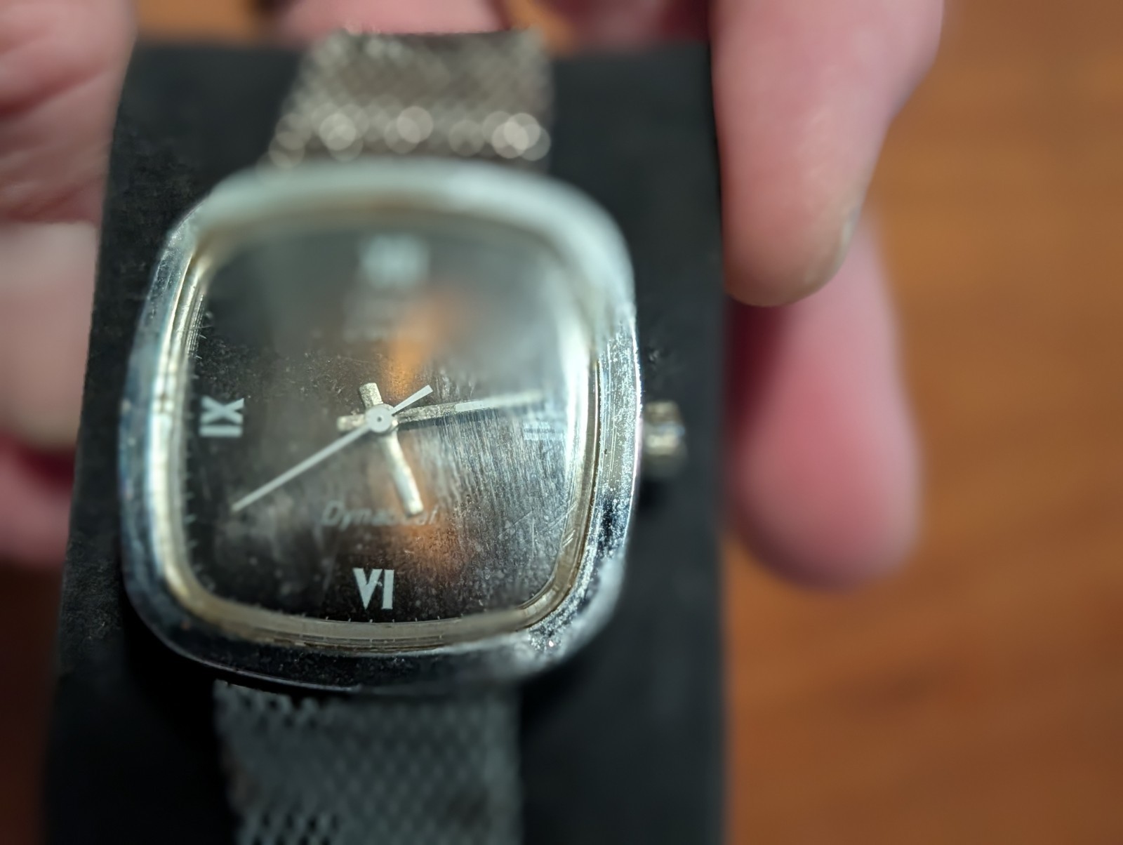 Vintage Classic Timex Electric Dynabeat Watch Square Case Root Beer Dial