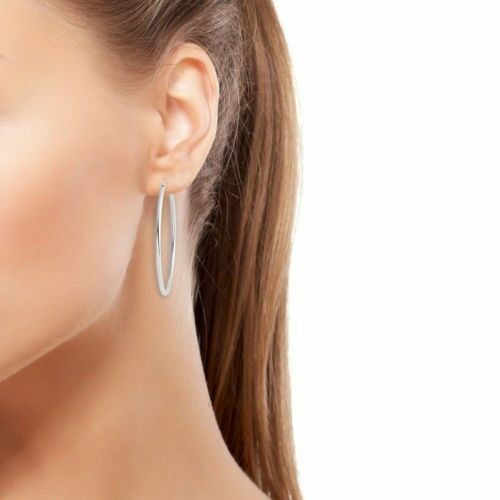 S925 Sterling Silver Men’s Women’s Round Pierced Hoop Earrings 23mm 18mm 13mm