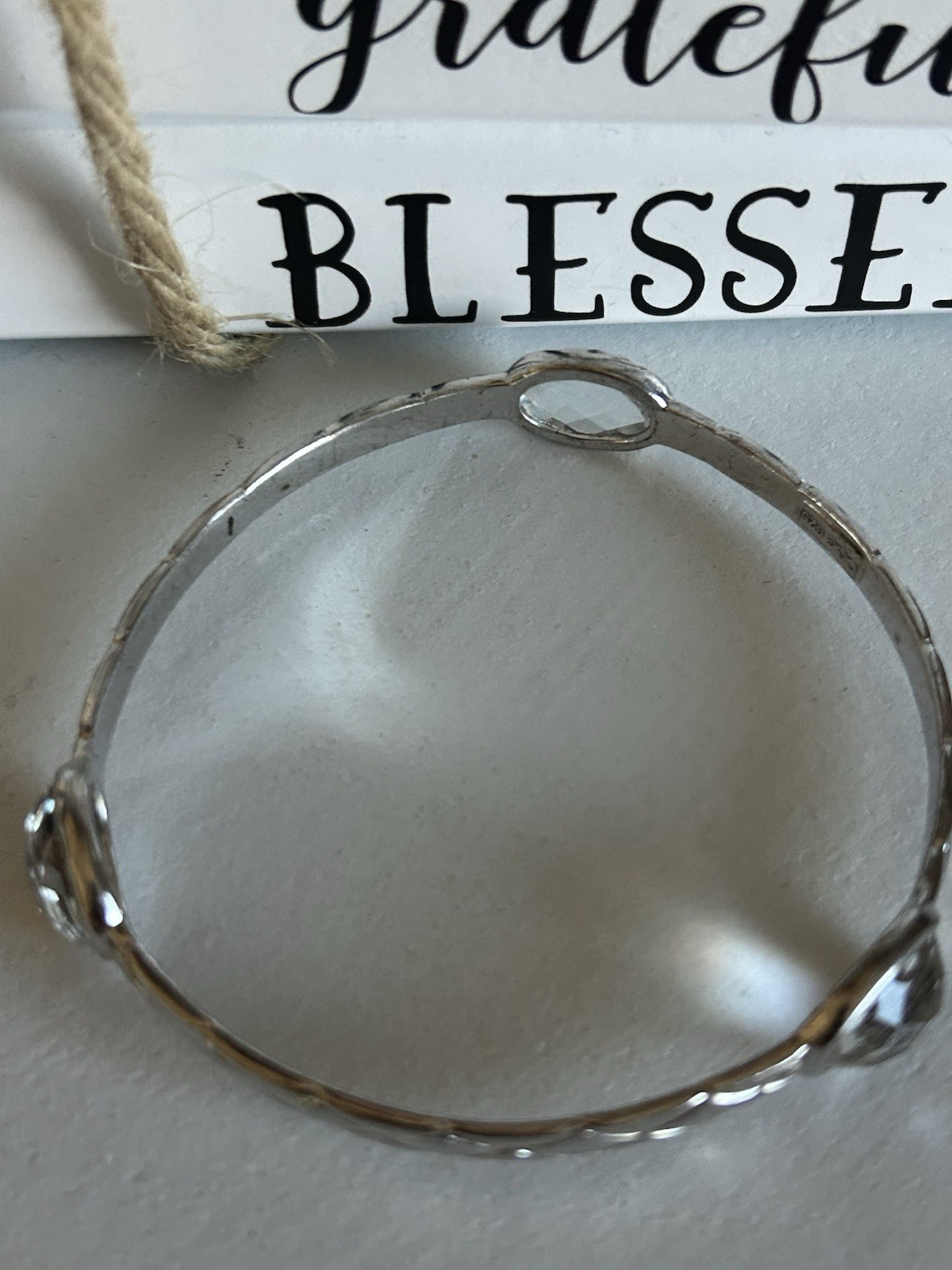 CHARLES GARNIER Sterling Silver Beaded Bangle Bracelet Med./Large 20.1Grams