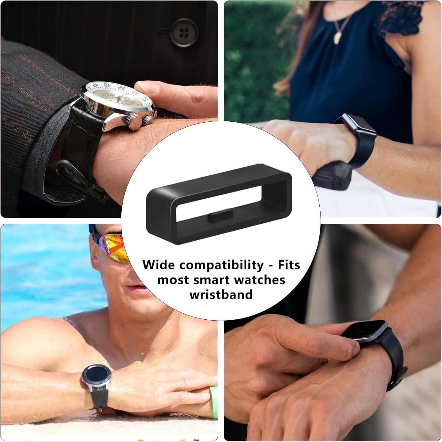 Flexible Black Watch Strap Loops (6-Piece Set) – Sizes 16mm to 26mm for Easy Fit