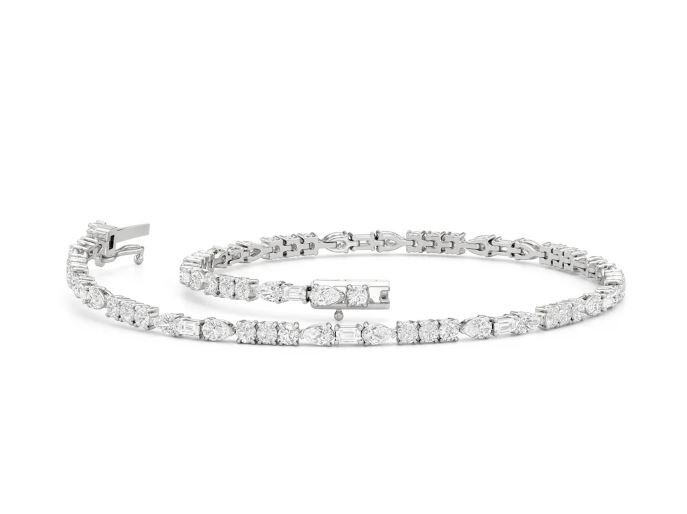 7.55 Ct Pear Simulated Diamond 925 White Sterling Silver Dainty Tennis Bracelet