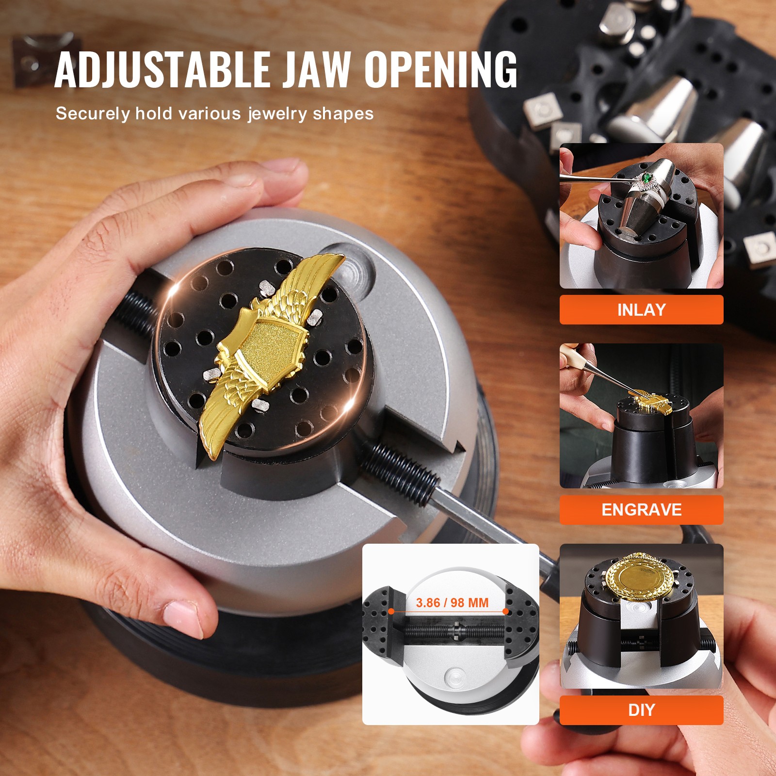 VEVOR Full Set 5″ Standard Block Ball Vise Engraving Setting Tool W/ Attachment