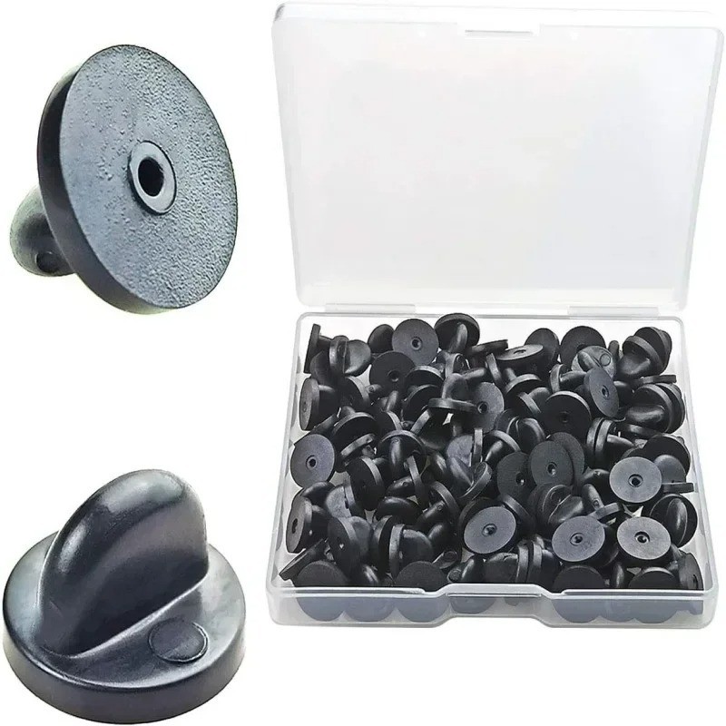 500-50pcs Black PVC Rubber Pin Backs Butterfly Clutch Tie Tack Lapel Holder Clas