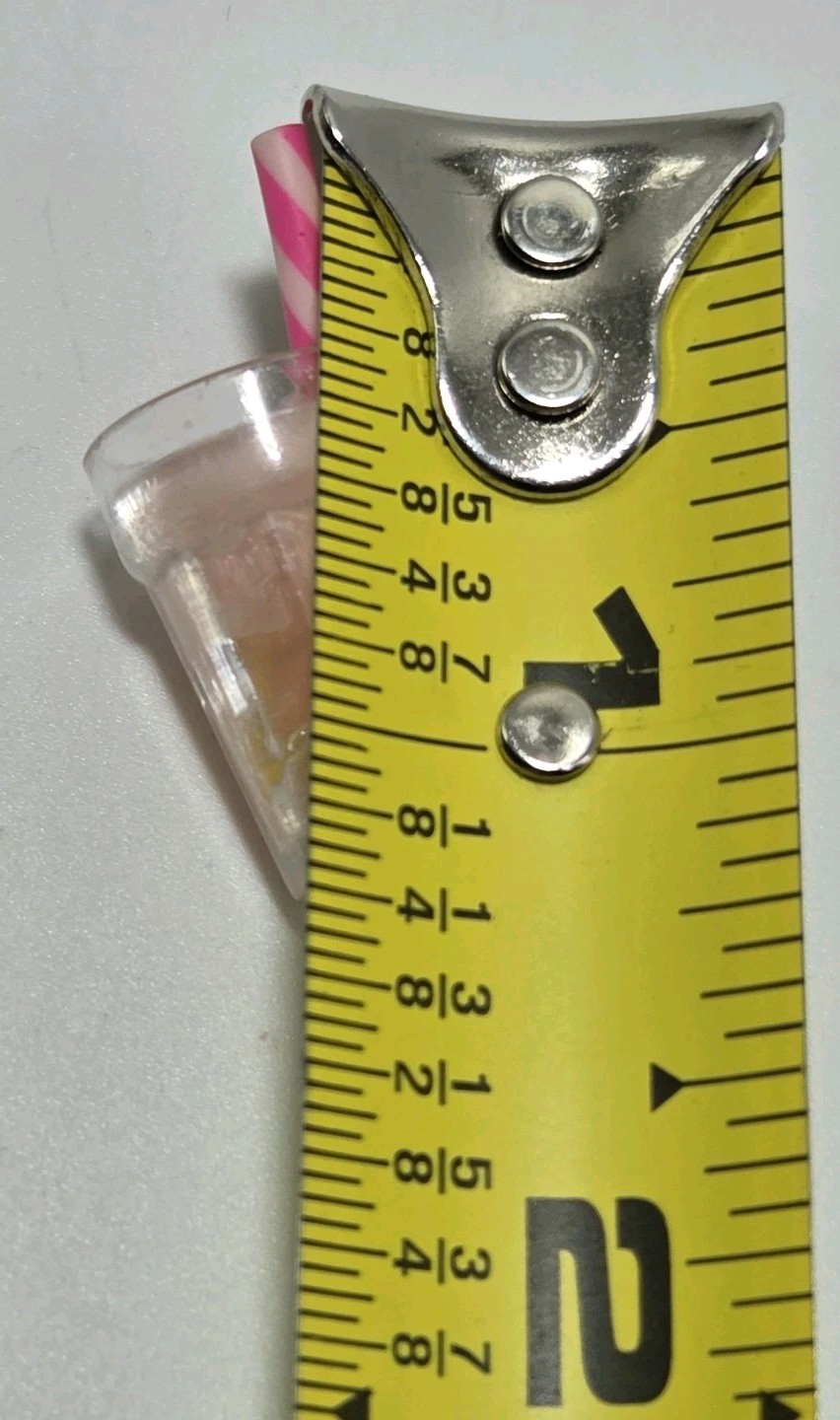 Mini Pink Drink W/Straw In Glass Earrings Hook Dangle Restaurant Bar Tender