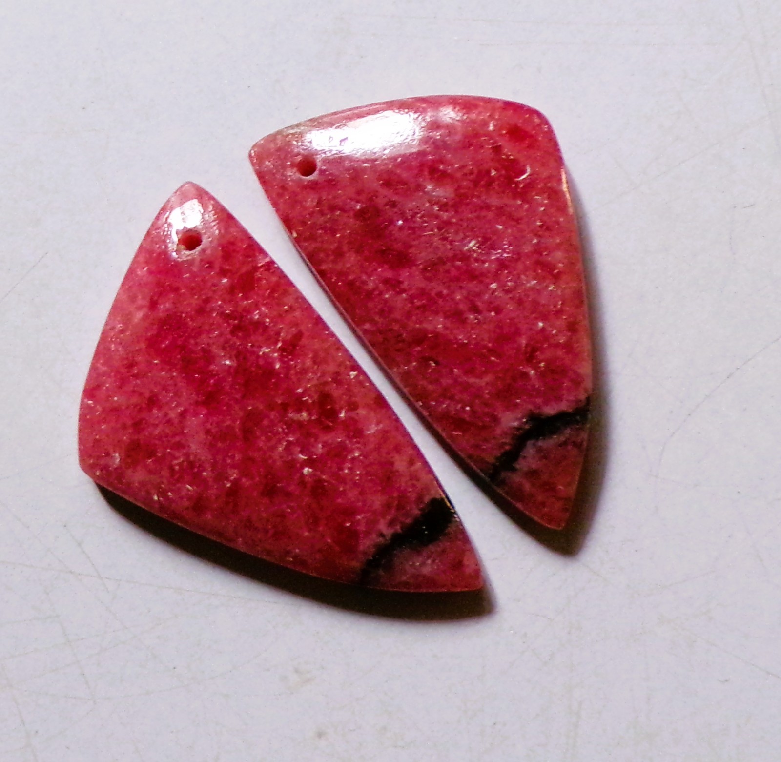 49.75 Cts Natural Rhodonite Drilled Cabochon Match Pair Gemstone 31X17.4MM 16