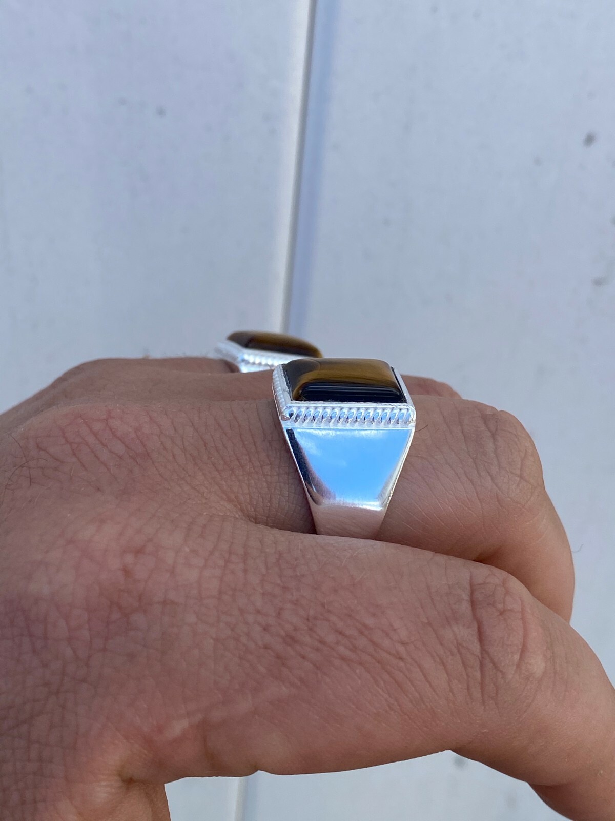 Real Mens Solid 925 Sterling Silver Tiger’s Eye Signet Ring Sz 7 8 9 10 11 12 13