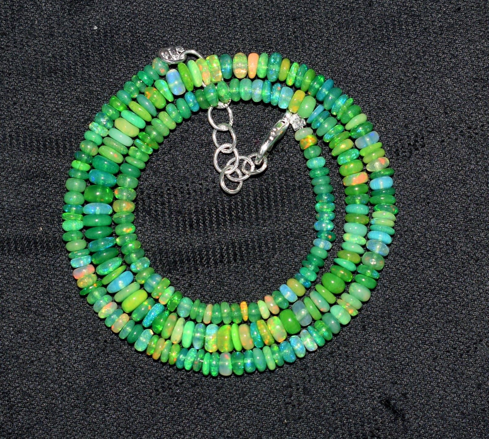 16”Natural Ethiopian Opal Wello Fire Opal Gemstone Bead Necklace AF710