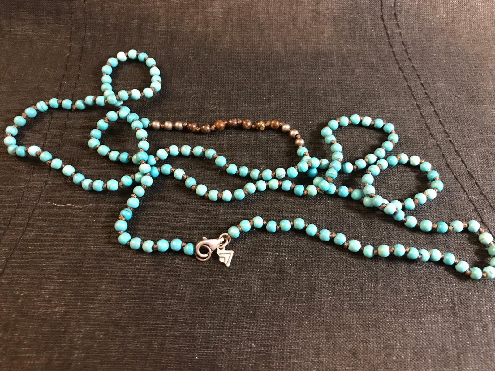 SILPADA Sterling Silver Great Lengths N2396 Howlite Bronzite Beaded Necklace