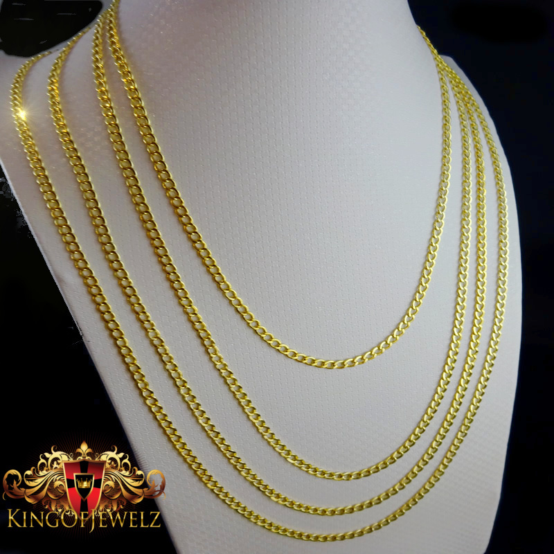 MEN LADIES 10K YELLOW GOLD MIAMI CUBAN CURB LINK CHAIN NECKLACE 3 MM 16~24 INCH