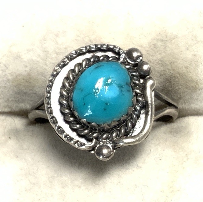 Old Pawn Sterling Silver 925 Turquoise Ring Size LY15
