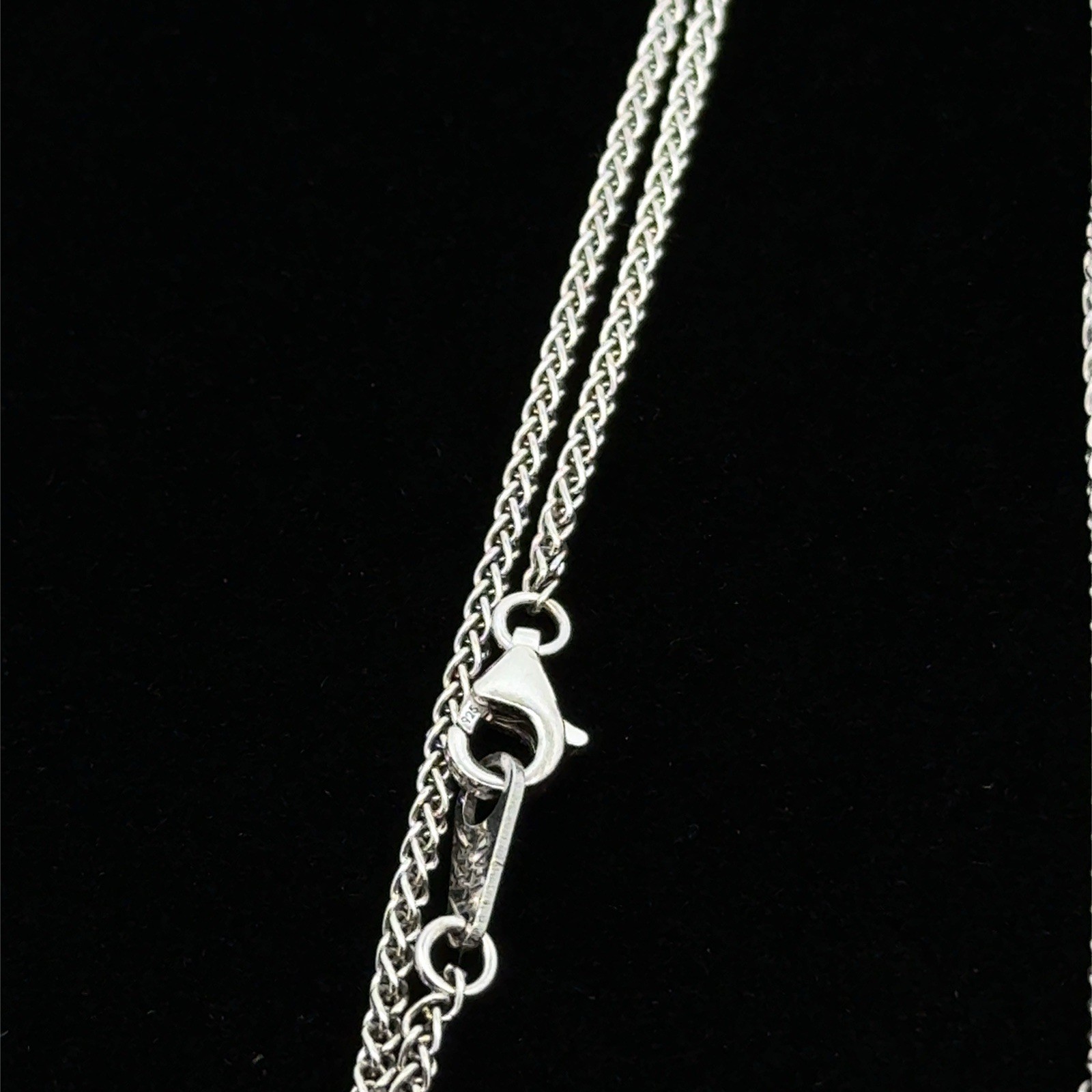 EFFY 17” 925 Sterling Silver Brushed Finish Diamond Pendant Necklace, 6.5”