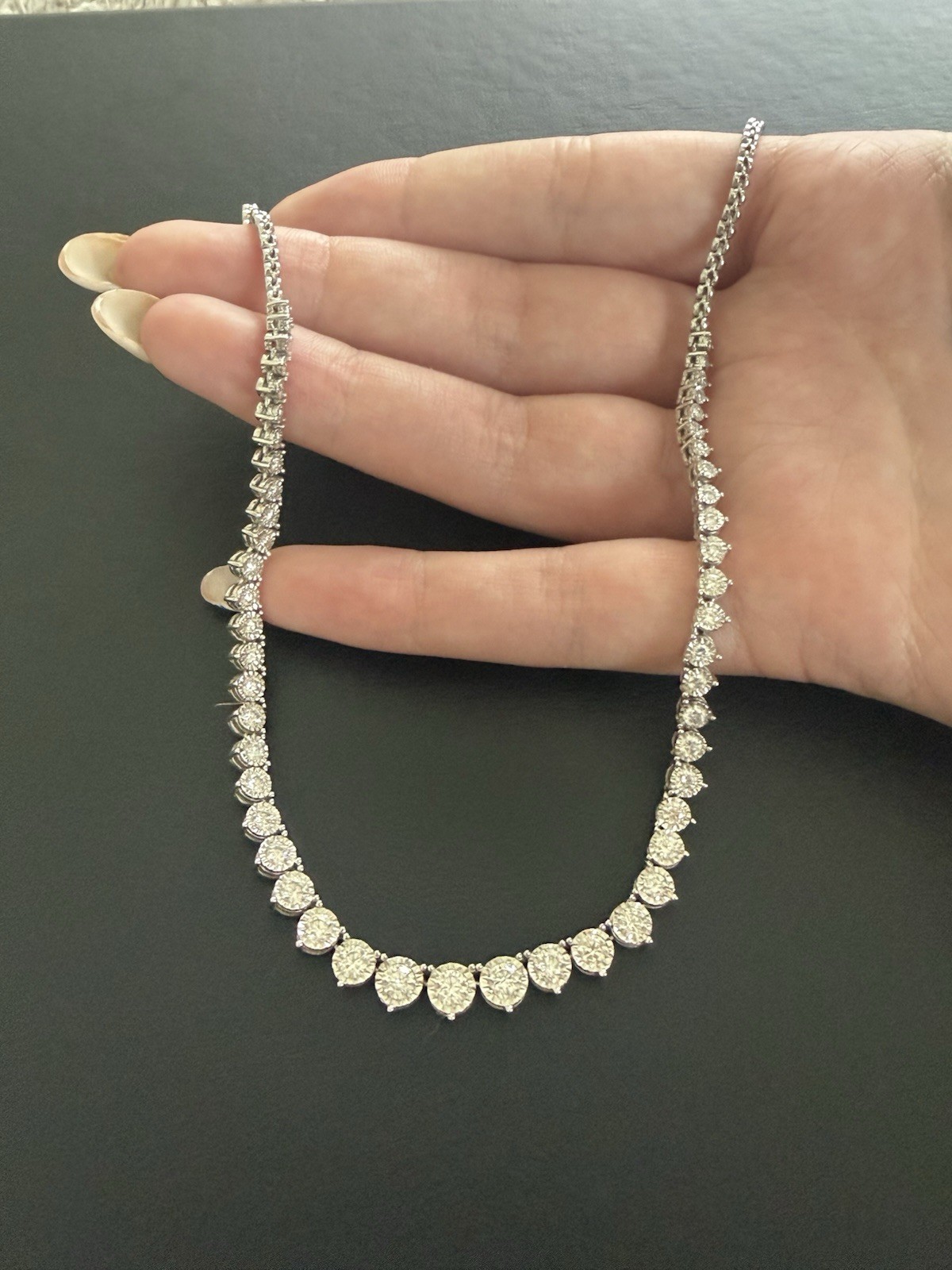 14K White Gold Lab-Created Diamond Tennis Necklace 3 CTW 51 Stone F SI2
