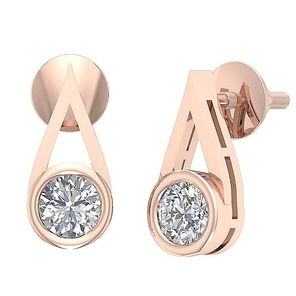 Dangle Earrings SI1 G 1/2Ct Round Cut Diamond 14K White Gold Appraisal 0.47Inch
