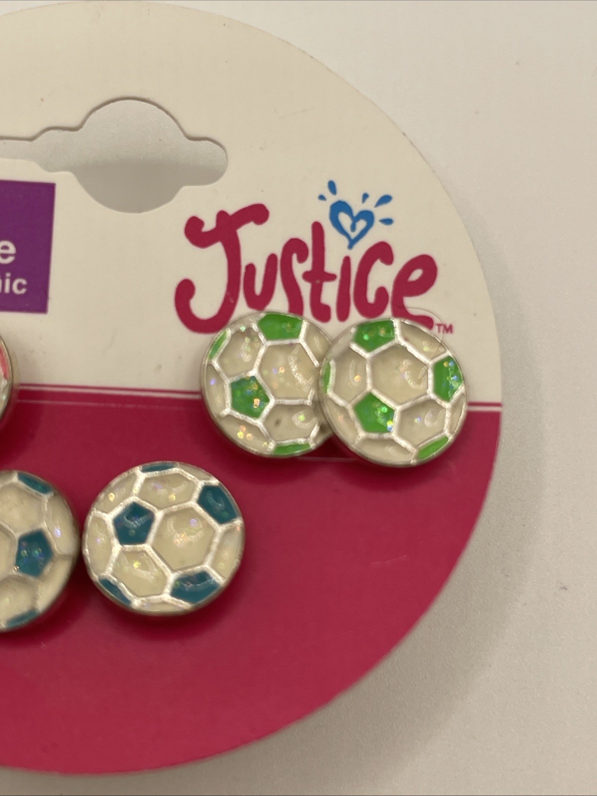 Justice 3-pairs Nickel Sensitive Hypoallergenic Earrings Soccer