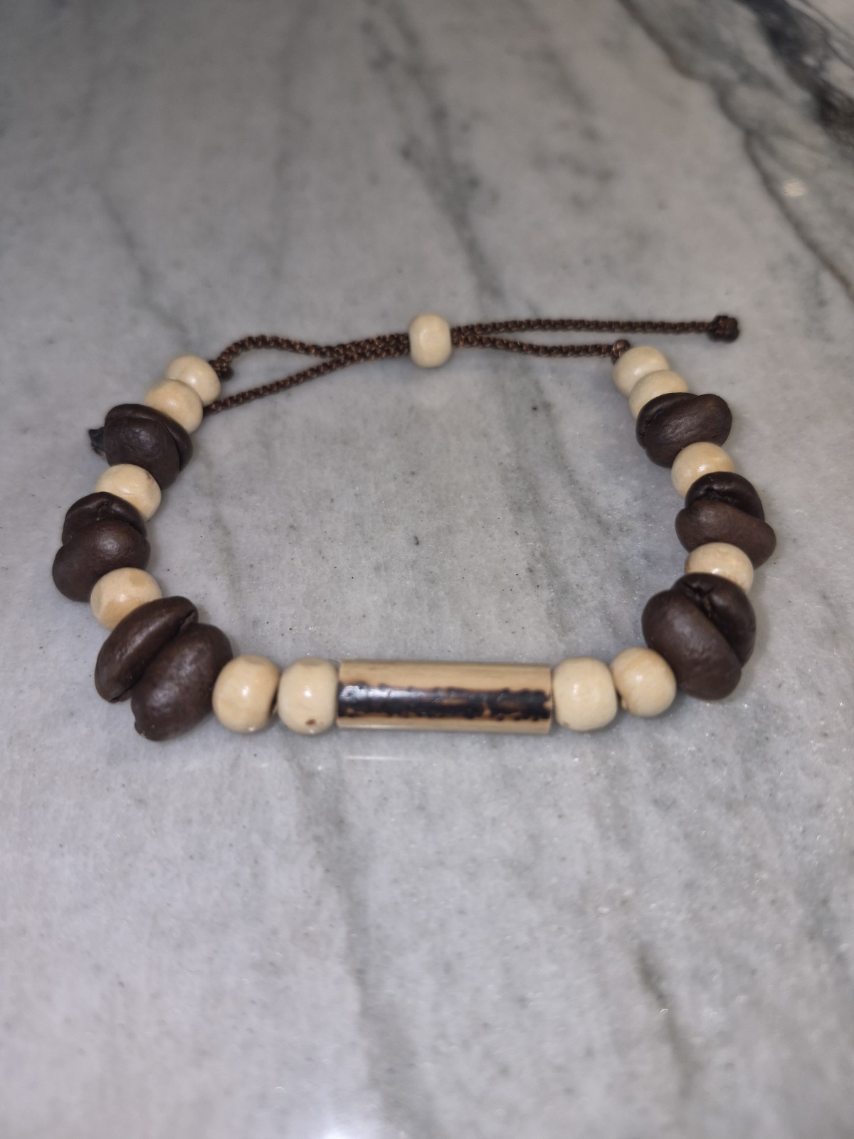 Natural Coffee Beans and Wood Bracelets