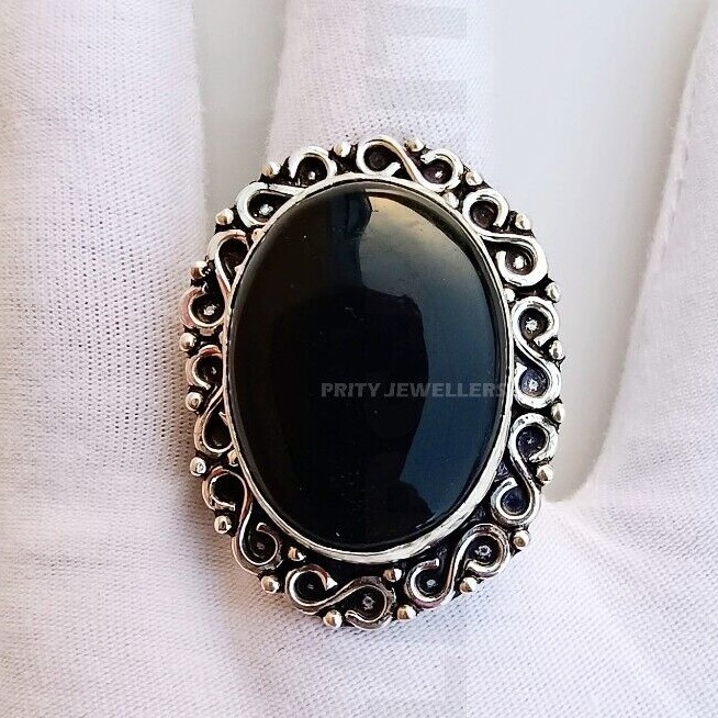 Black Onyx 925 Sterling Silver Ring, Handmade Antique Ring, All Sizes Available