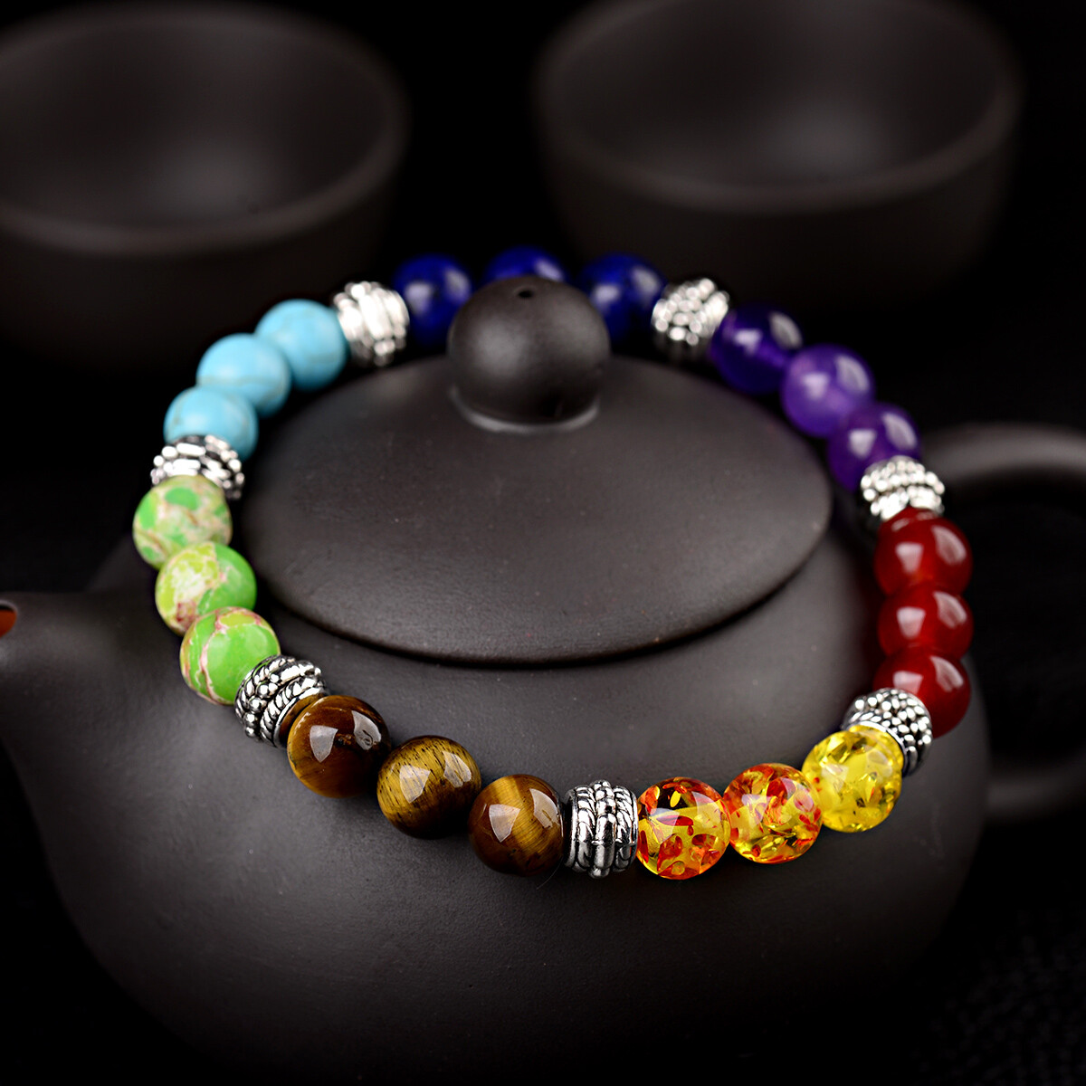 7 Chakra Natural Stone Reiki Energy Healing Women Men Charm Bracelets Jewelry