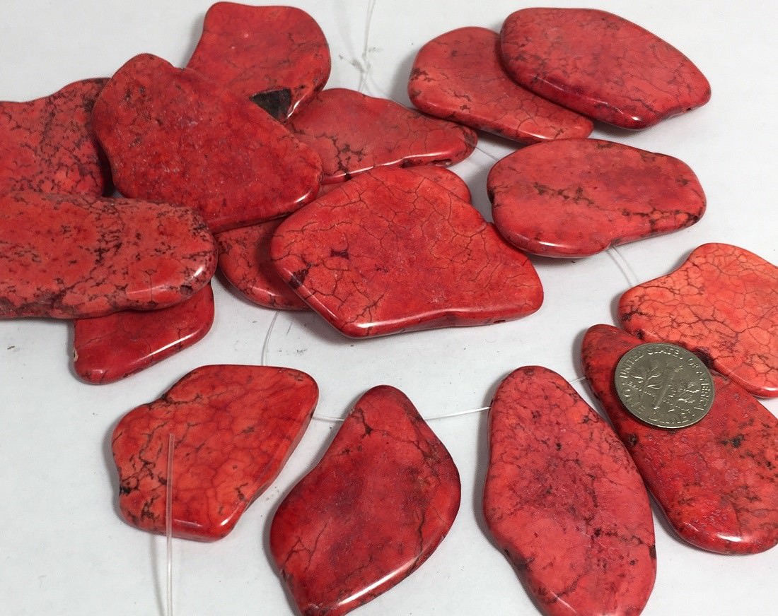 1/2 lbs pre drilled red howlite slabs /22mm-50mm(T752-w8)