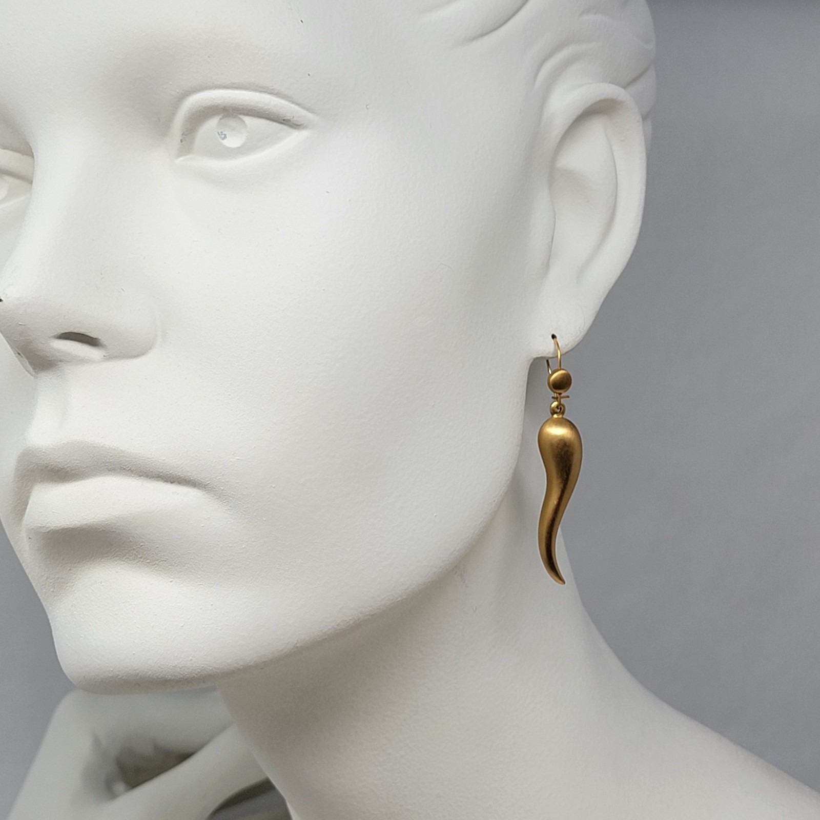 Vintage 14K Gold Filled Italian Cornicello Earrings Horn Amulet Jewelry
