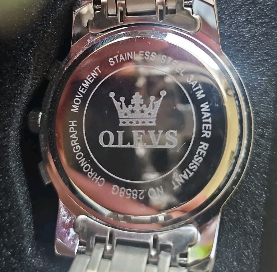 Olevs Men’s Quartz Watch, Chronograph, Waterproof, Stainless Steel, Date Display