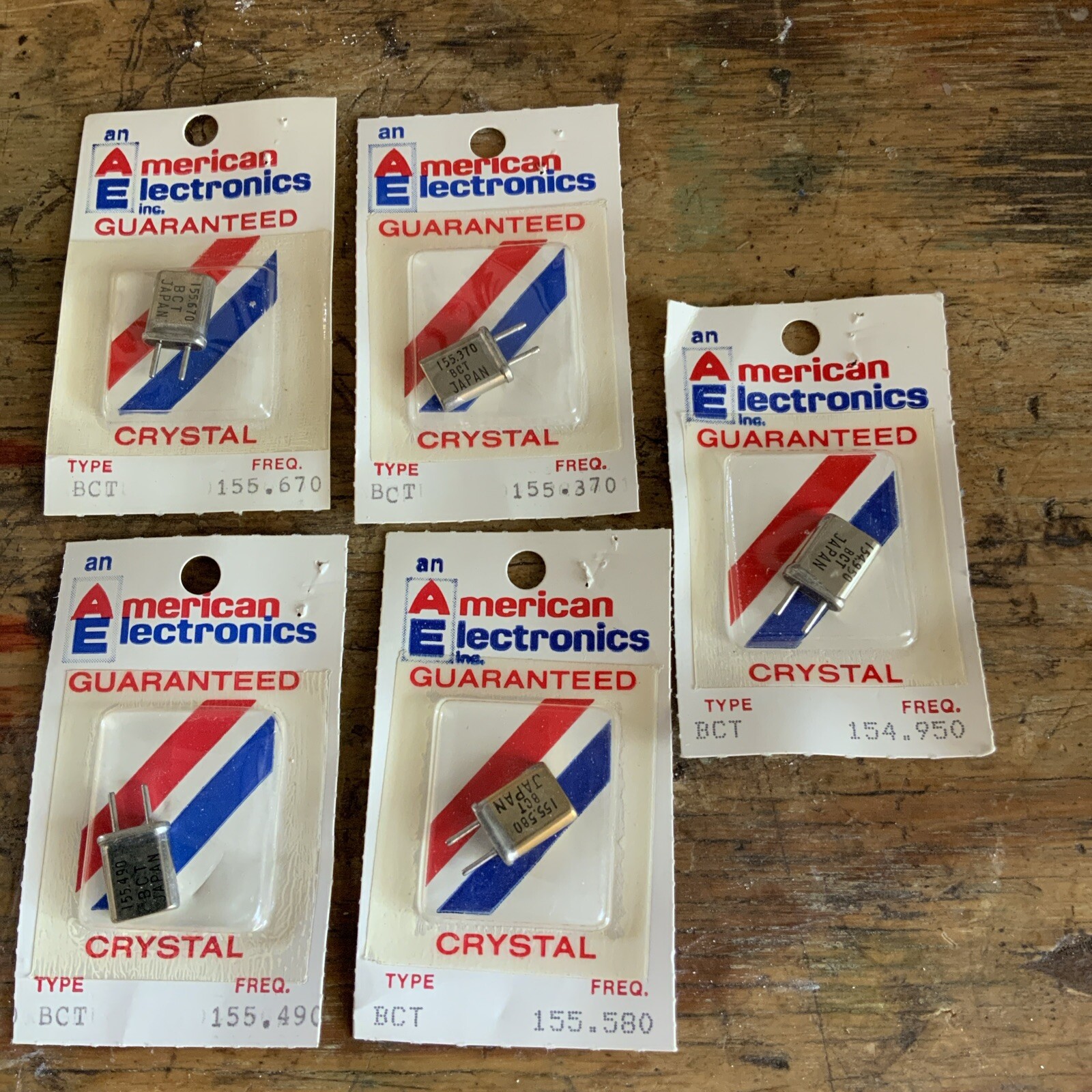Lot Of 5 Crystals Electronic 155.670 155.370 155.490 155.580 154.950 BCT