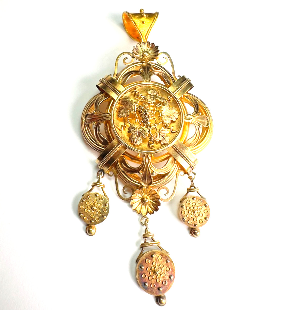Antique France Second Half 800s 18k Gold Pendant Brooch Pendant