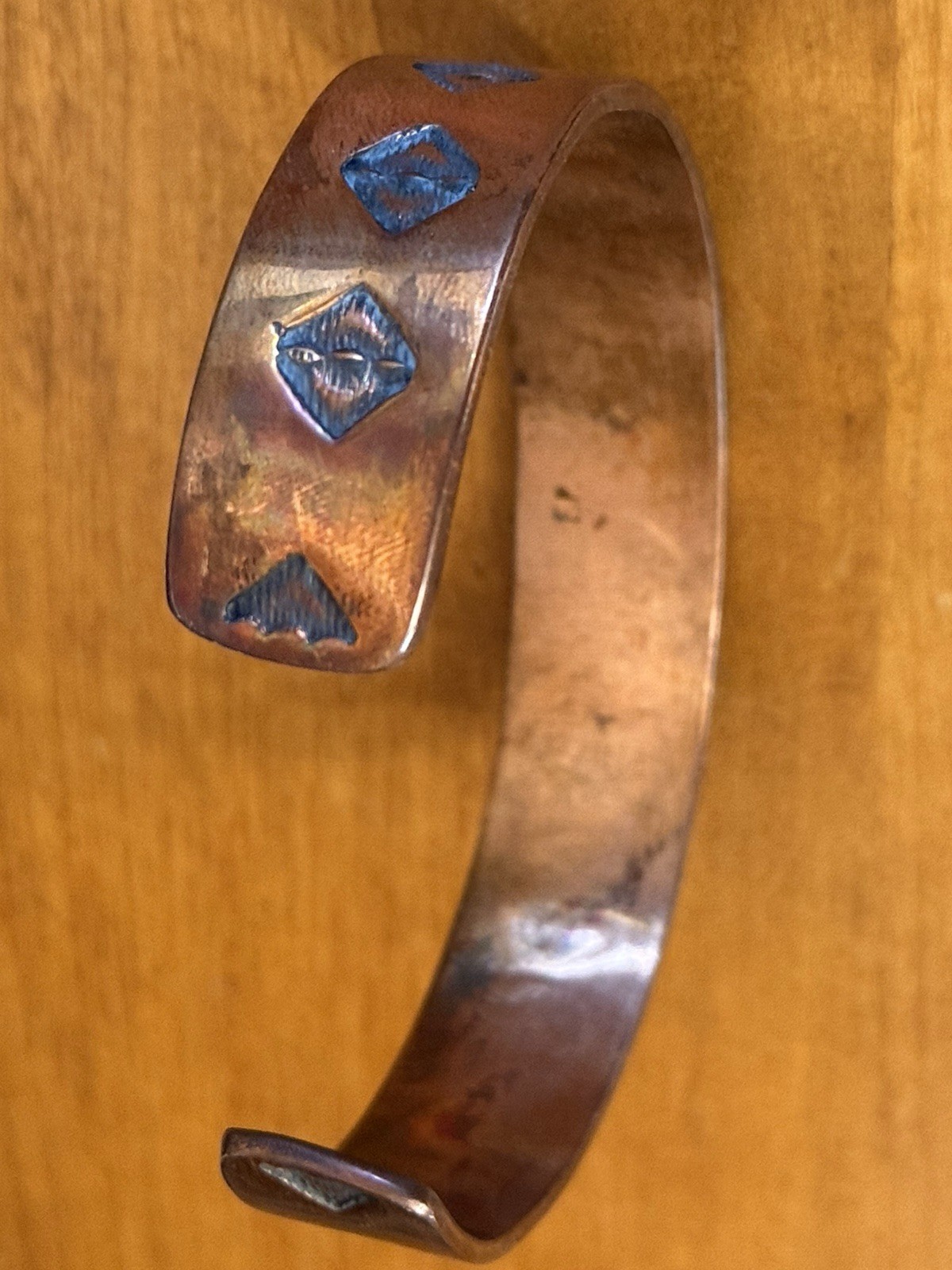 Handmade Copper Bracelet XL 7.2in Cuff + 1.5in Gap Native American Indian (EP)